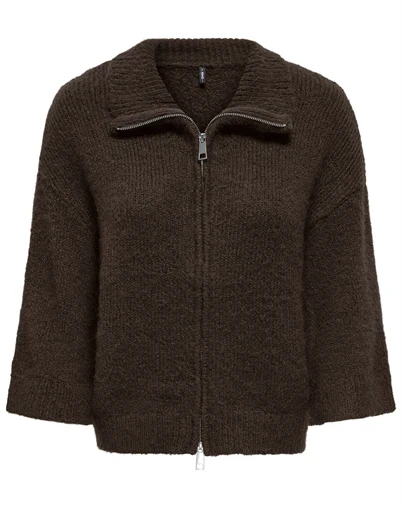 Only - ONLMaggie Wide Zip Cardigan - Coffe Bean